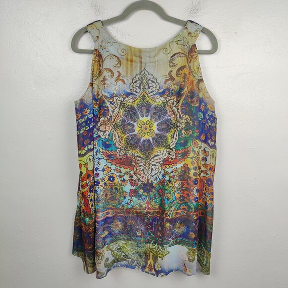 Vintage Y2K Style & Co Embellished Tank Top Womens 1X Multicolored Mesh Crochet - Picture 4 of 6